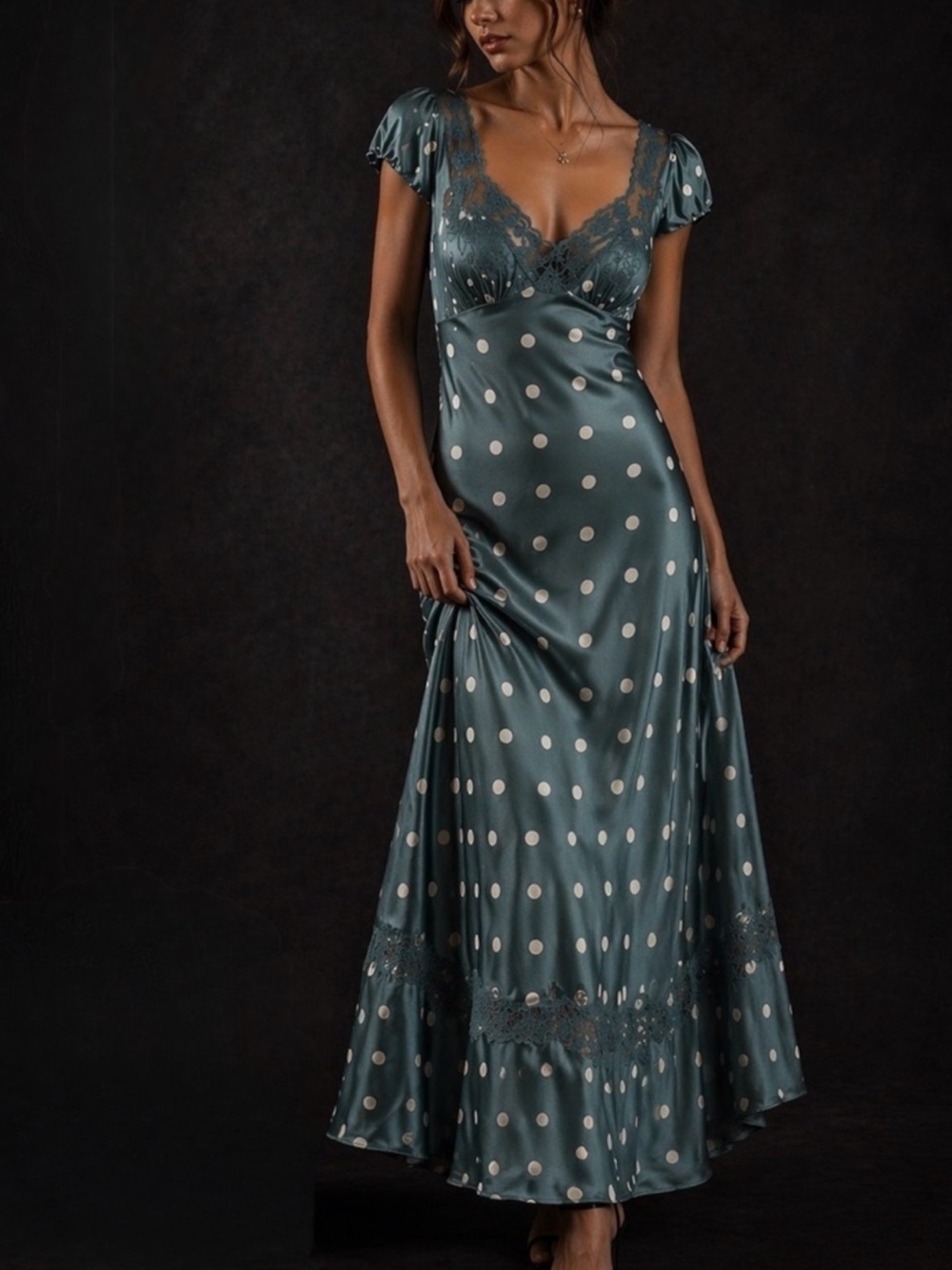 Free People Butterfly Babe Polka Dot Midi Dress In Green